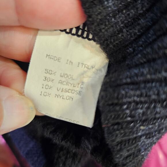 Lago Vintage Italian Made Sweater  XL Crew Neck Striped Wool Blend Made in Italy - Picture 8 of 8